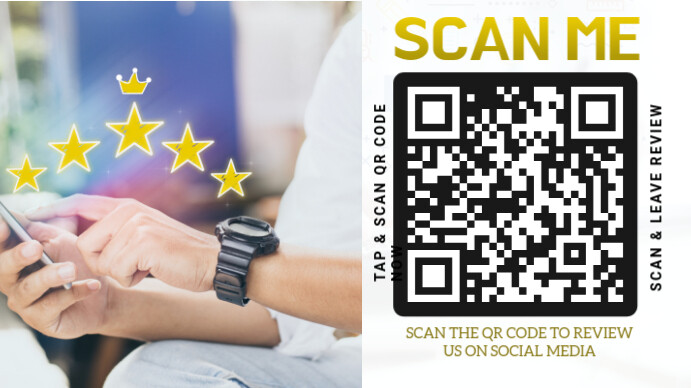 White Modern & Minimal  Scan Qr Code To Review Us Digital Display (16:9) template