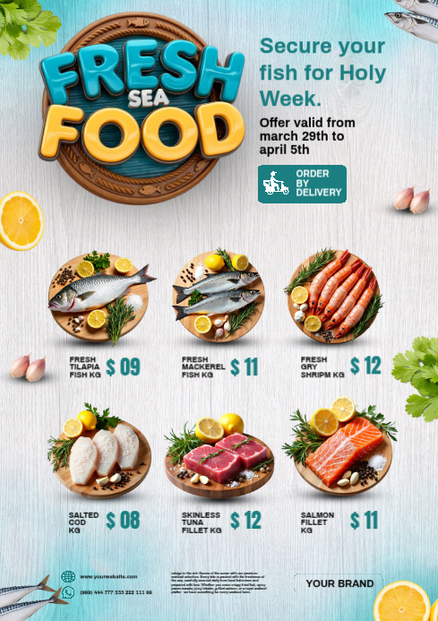 Copy of White Modern & Minimal Seafood Promotion A4 | PosterMyWall