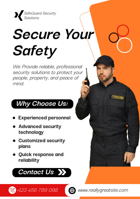 White Modern & Minimal Security Services A4 template