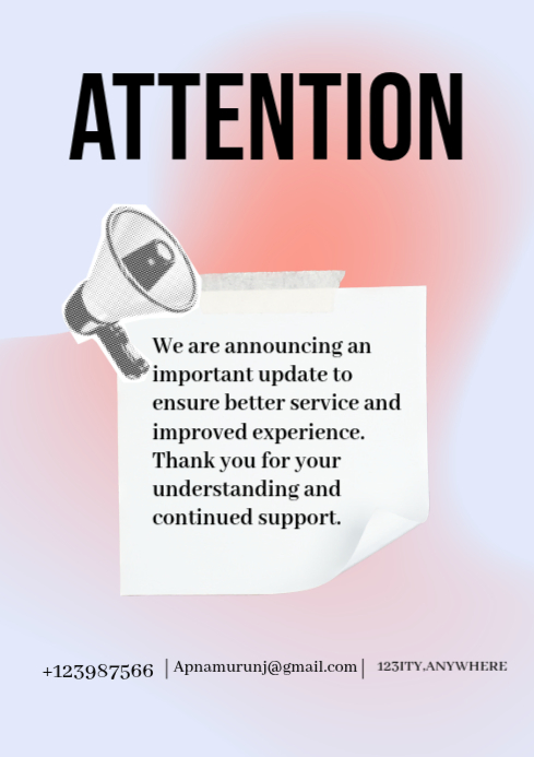 Service Update Announcement A3 Template | PosterMyWall