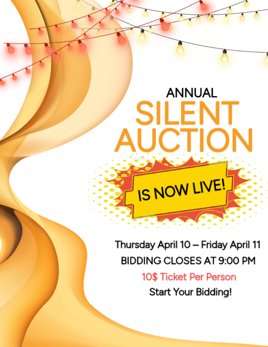 Auction Flyer Examples Plantilla de White Modern & Minimal Silent Auction Event Flyer ...