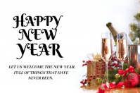 White Modern & Minimal Simple Happy New Year With Quote  Poster template