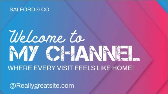 White Modern & Minimal Sky Blue And Pink Welcome To My Channel Intro Screen Template  Digital Displa