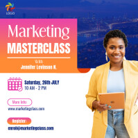 White Modern & Minimal Social Media Marketing Influencer Masterclass Seminar Webinar Event Invitatio Instagram Post template