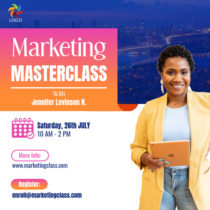 White Modern & Minimal Social Media Marketing Influencer Masterclass Seminar Webinar Event Invitatio Instagram 帖子 template
