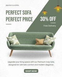 White Modern & Minimal Sofa Furniture Sale  Instagram Portrait template