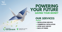 White Modern & Minimal Solar Energy Services Facebook Shared Image Obraz udostępniany na Facebooku template