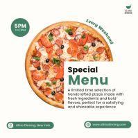 สีขาว Special Pizza Menu Wpis na Instagrama Template - Page 1