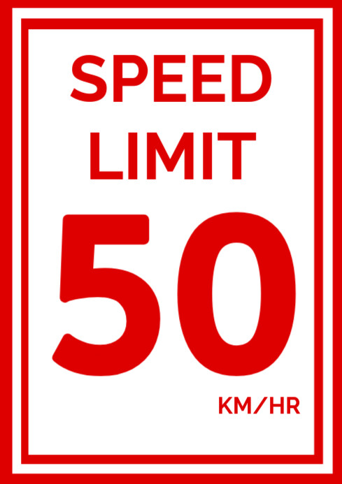 White Modern & Minimal Speed Limit Sign  A1 template