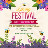 White Modern & Minimal Spring Festival Persegi (1:1) template