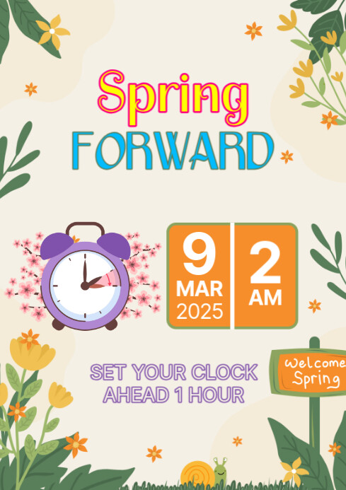 White Modern & Minimal Spring Forward A1 template