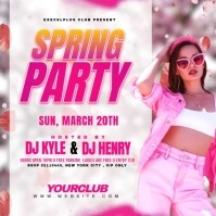 White Modern & Minimal Spring Party Invitation  Square (1:1) 方形(1:1) template