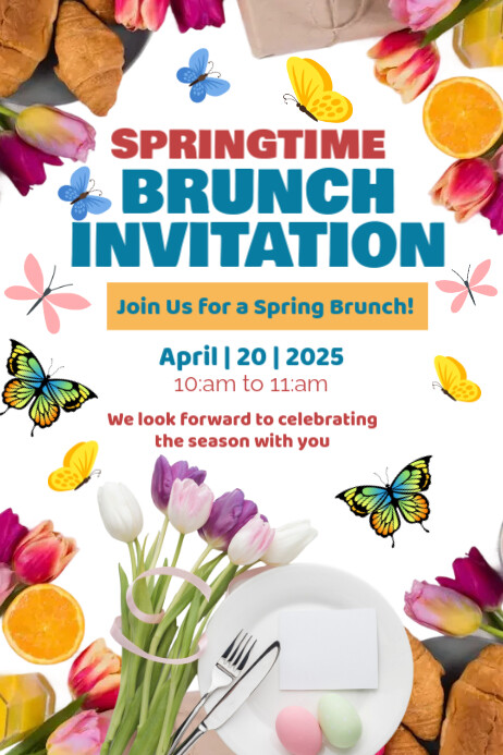 Spring Time Brunch Icon White Modern & Minimal Springtime Brunch Poster Template | PosterMyWall