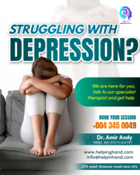 White Modern & Minimal Struggling With Depression Therapist Counselor Psychologist Psychiatrist Adve Instagram Portrait template