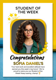 White Modern & Minimal Student Of The Week A4 template