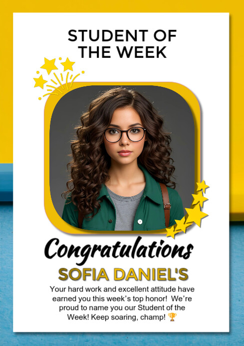 White Modern & Minimal Student Of The Week A4 template