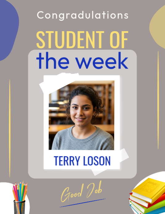 Plantilla de White Modern & Minimal Student Of The Week Flyer (us ...