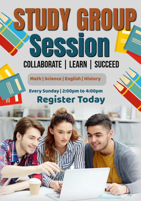 White Modern & Minimal Study Group Session A2 template
