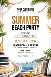 Biały Summer Beach Party Poster Template