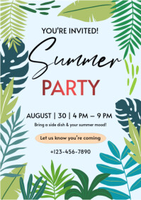 White Modern & Minimal Summer Party Flyer  A4 template