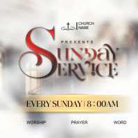 White Modern & Minimal Sunday Service Invitation Flyer  Instagram Post template