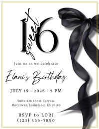 Blanc Sweet 16 Birthday Invitation Pamflet Template