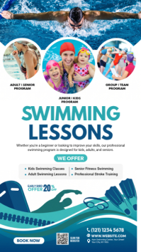 White Modern & Minimal Swimming Lessons Instagram Story template