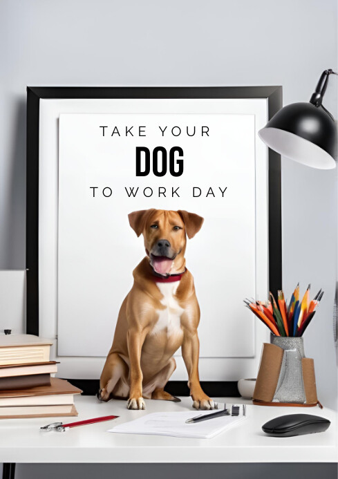 Modello White Modern & Minimal Take Your Dog To Work | PosterMyWall