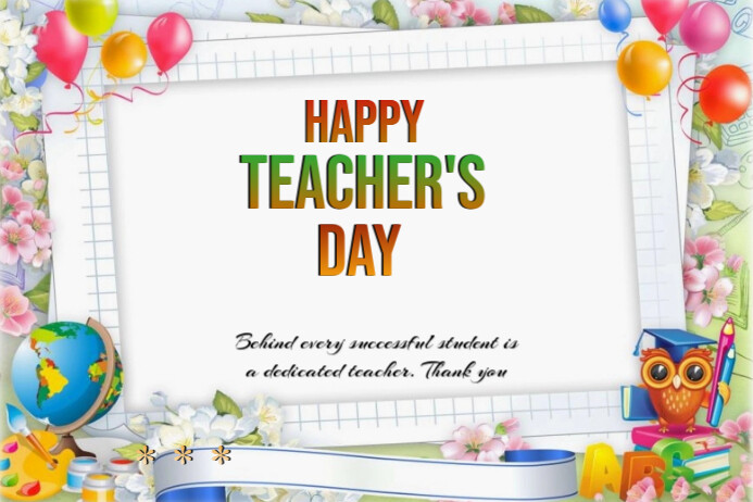 White Modern & Minimal Teacher's Day Card Label template