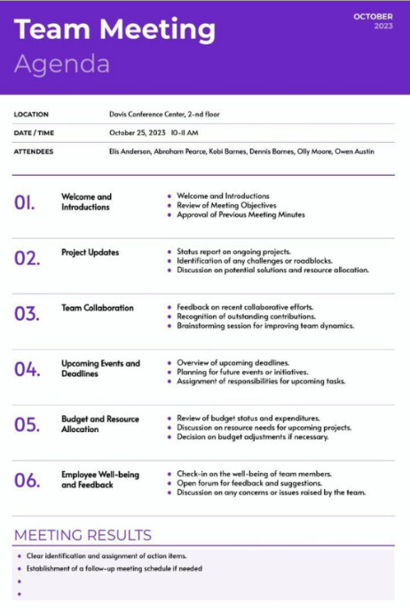 White Modern & Minimal Team Meeting Template Poster