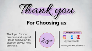 White Modern & Minimal Thank Card Digital Dis template
