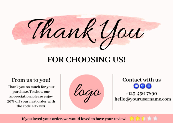 Copy of White Modern & Minimal Thank You Card Postcar | PosterMyWall