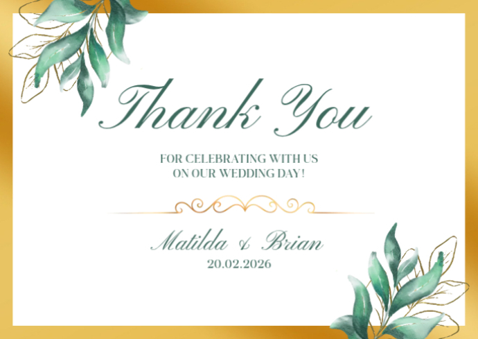 White Modern & Minimal Thank You Card Wedding Postcard Template ...