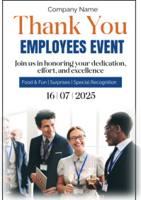 White Modern & Minimal Thank You Employees A1 template