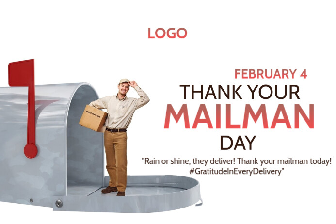 White Modern & Minimal Thank Your Mailman Day Poster Template ...
