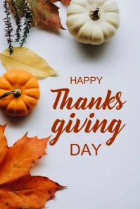 White Modern & Minimal Thanks Giving Canada  Poster Póster template