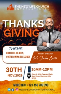 White Modern & Minimal Thanks Giving Church Service Half Page Wide template