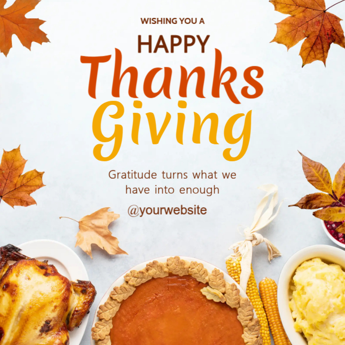 White Modern & Minimal Thanks Giving Instagram Post Template | PosterMyWall