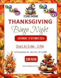 White Modern & Minimal Thanksgiving Bingo Night Flyer (us Letter) template
