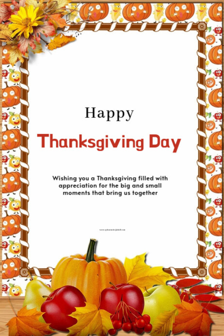 White Modern & Minimal Thanksgiving Day Poster template
