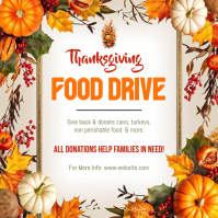 White Modern & Minimal Thanksgiving Food Drive Ad Instagram Post Wpis na Instagrama template