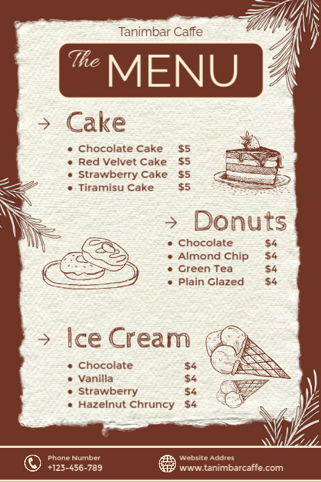 White Modern & Minimal The Menu Dessert Poster template