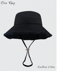 White Modern & Minimal This Image Features A Black, Wide-brimmed Bucket Hat With A Stylishly Frayed Instagram Portrait template