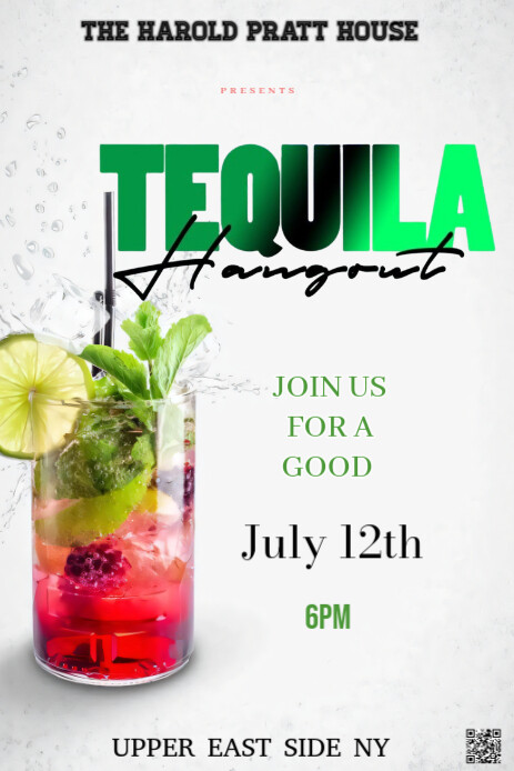 White Modern & Minimal This Image Is A Vibrant And Inviting Poster Design For A "tequila Hangout" Pi Pinterest-grafik template