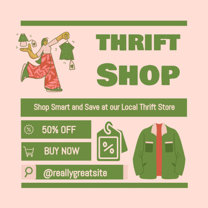 White Modern & Minimal Thrift Shop Instagram Post Template | PosterMyWall