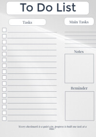 White Modern & Minimal To Do List A4 template