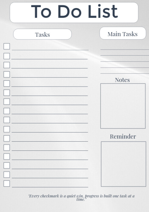 White Modern & Minimal To Do List A4 template