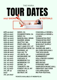 Turquesa Tour Dates and Festivals A3 Template