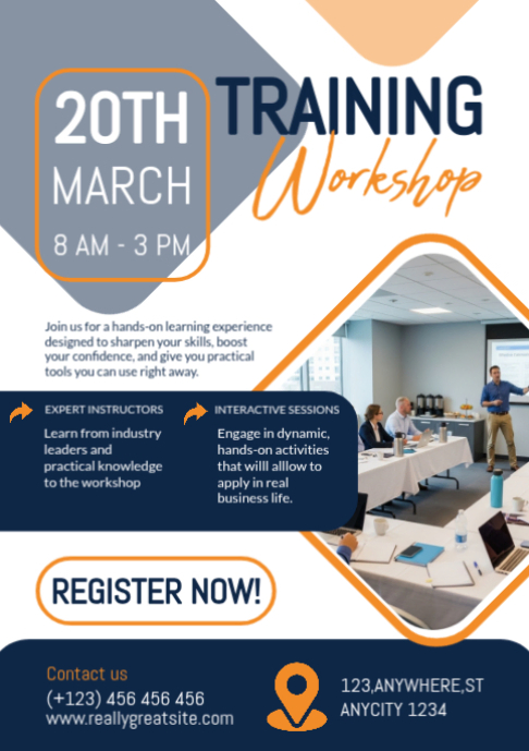 Copy of White Modern & Minimal Training Workshop A2 | PosterMyWall
