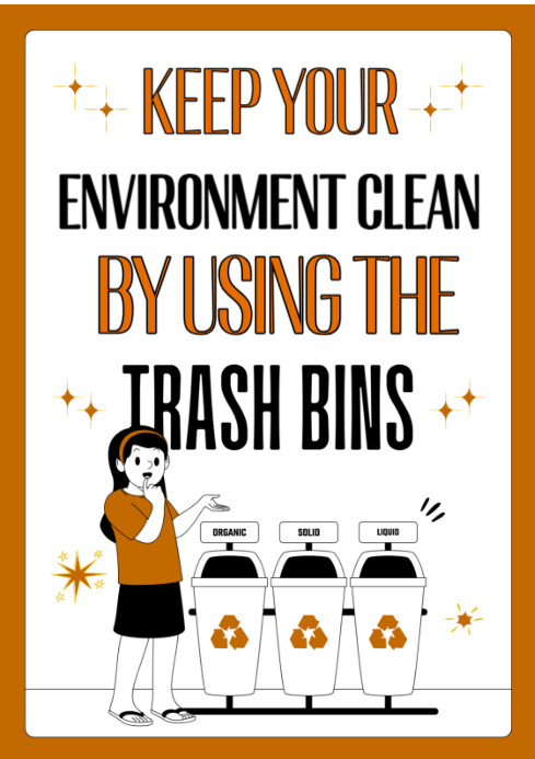 White Modern & Minimal Trash Bins Sign A4 Template | PosterMyWall